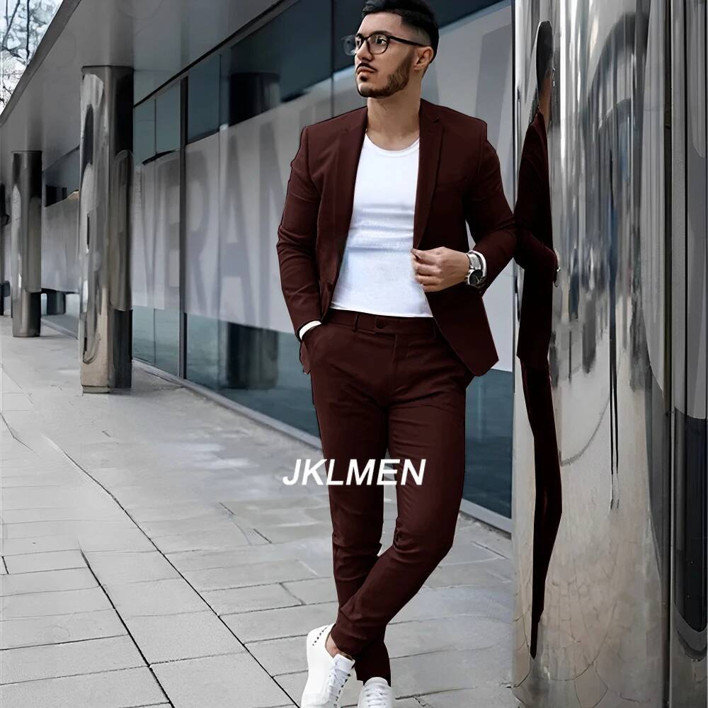 Gray Men's 2 Piece Suit Summer Casual Jacket Pants Formal Wedding Tuxedo Groom Clothes Custom Color Blazer Xs-5Xl