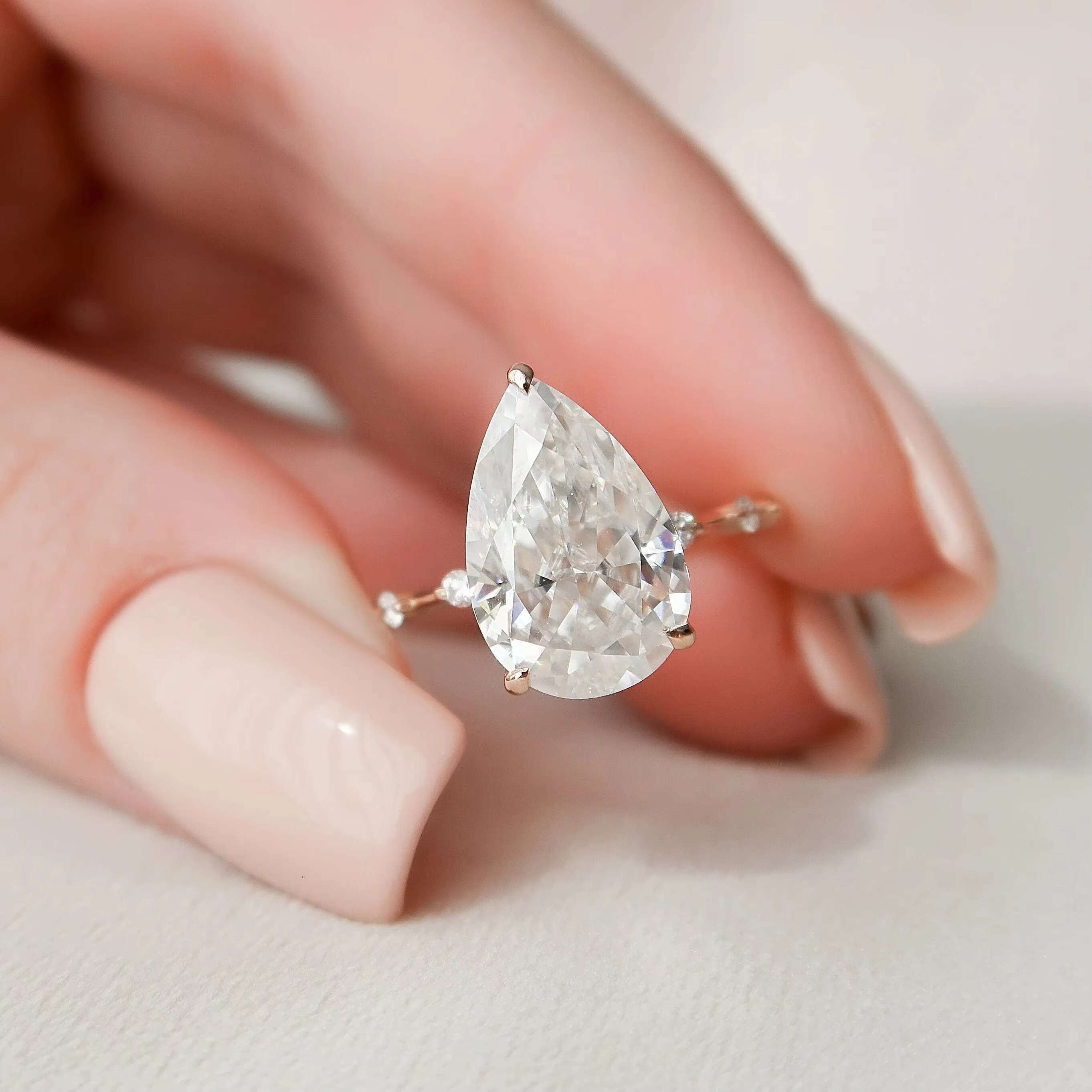 4 Ct Elongated Pear Cut Moissanite Engagement Ring-Elegant and Durable Wedding Jewelry