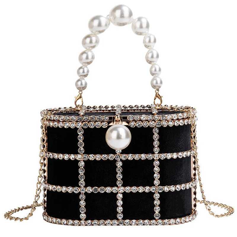 Diamond Metal Bucket Pearl Handle Women Party Clutch Purses and Handbags French design Ming Ai Wedding Chain Shoulder Bag Z250618