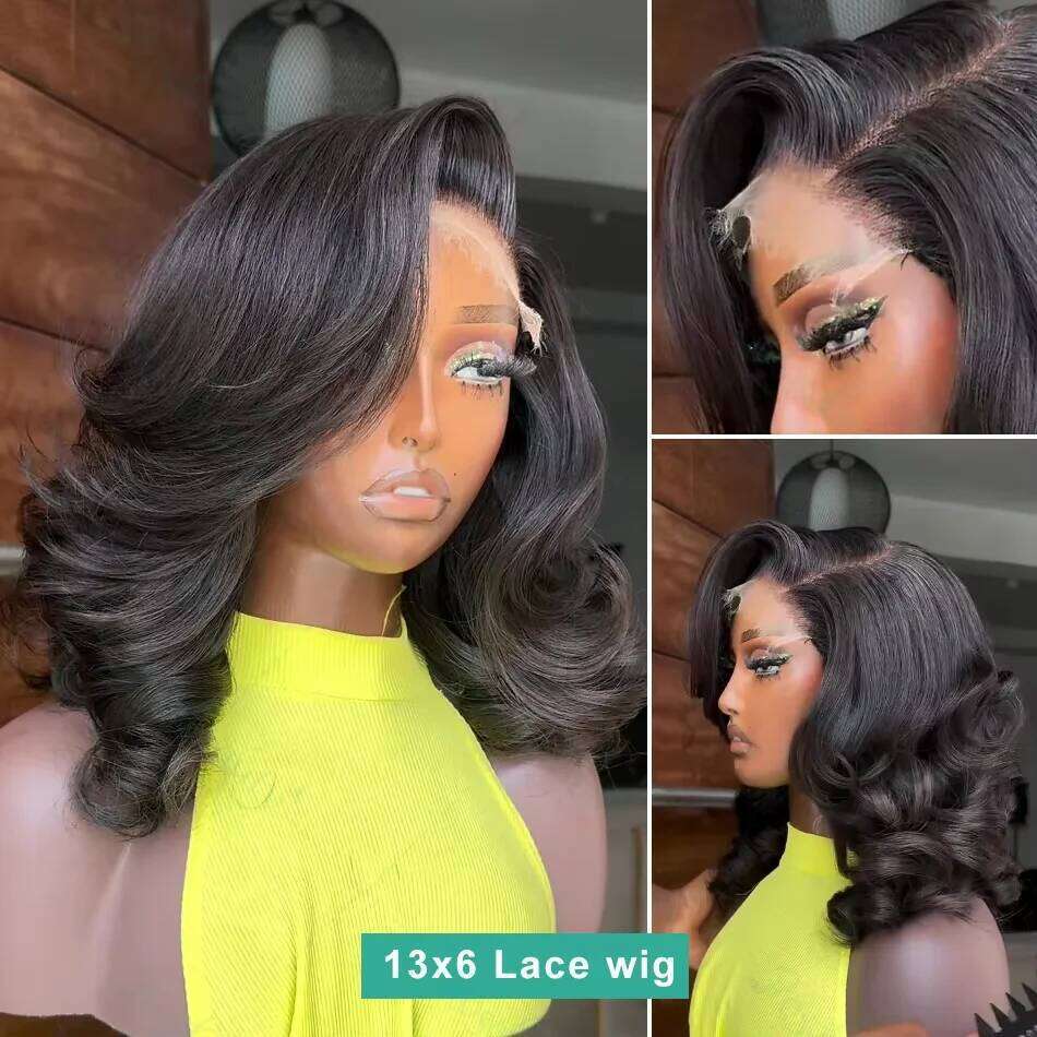 Brazilian 250% Short Bob 13x6 HD Transparent Front Body Wave 13x4 Lace Frontal Human Hair Wavys 5x5 Closure Wig For Women