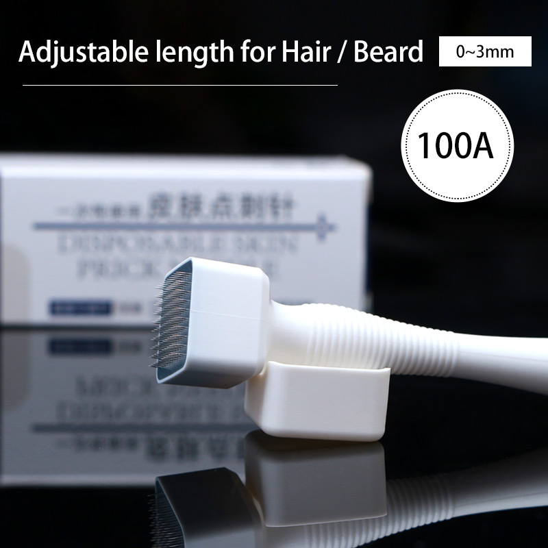 100 Titanium Microneedle Derma Stamp with Adjustable Length - At-Home Derma Roller for Beard & Skin Care
