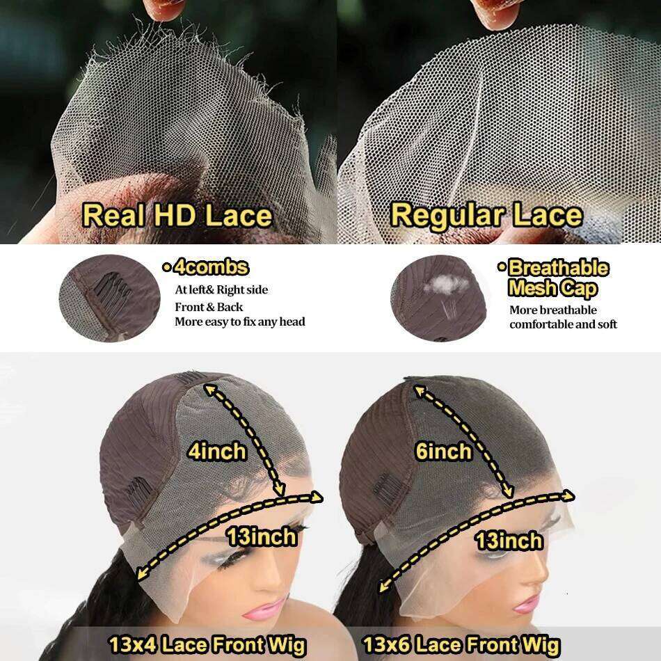 Front 250 300 Density Brazilian 30 40 Inch 13x6 Body Wave Pre Plucked HD Lace Frontal Wig 13x4 Human Hair Glueless Wigs