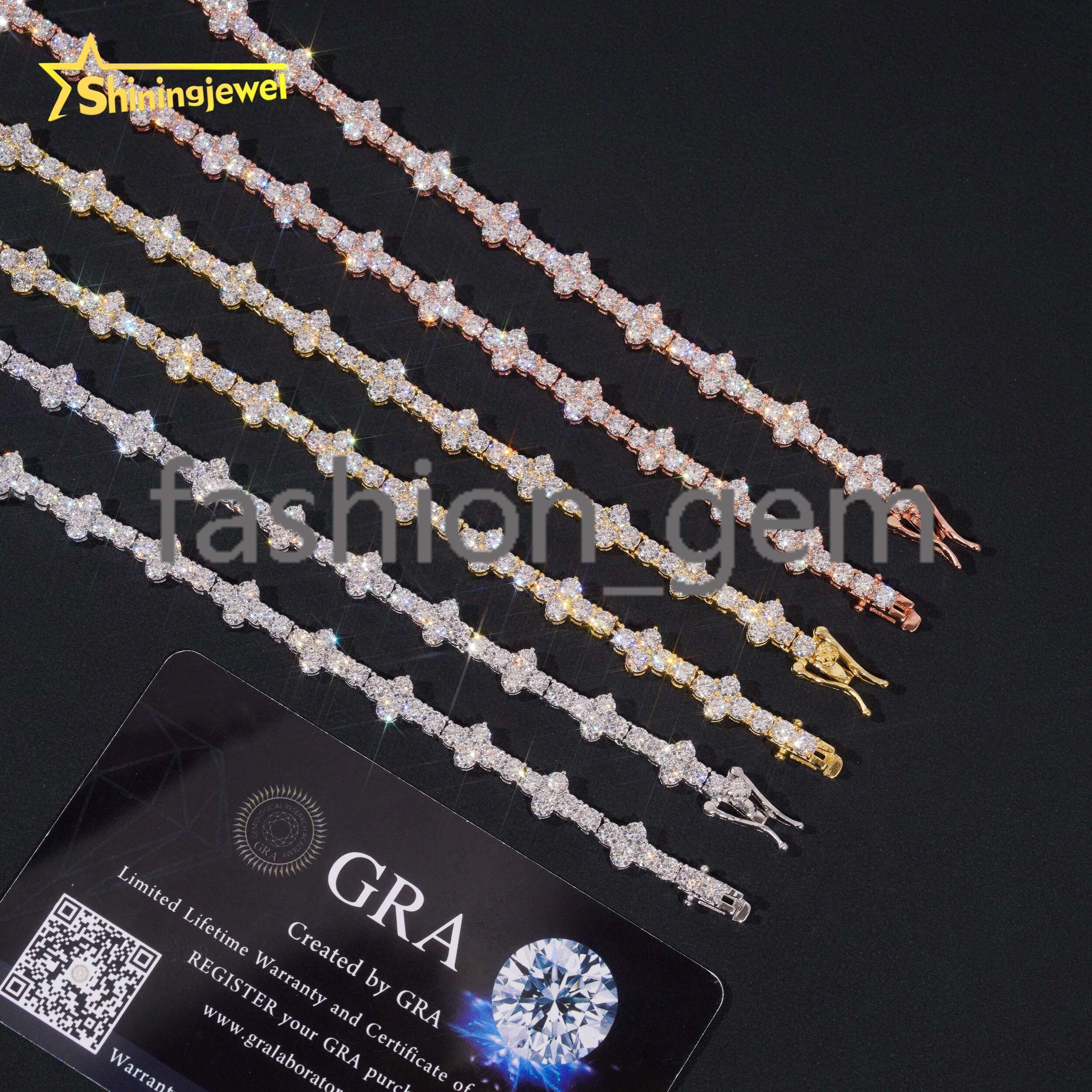 Pass Diamond Test VVS Moissanite Cross Tennis Bracelet S925 Gold Plated Hot Sale Luxury 3mm Moissanite Hip Hop Jewels