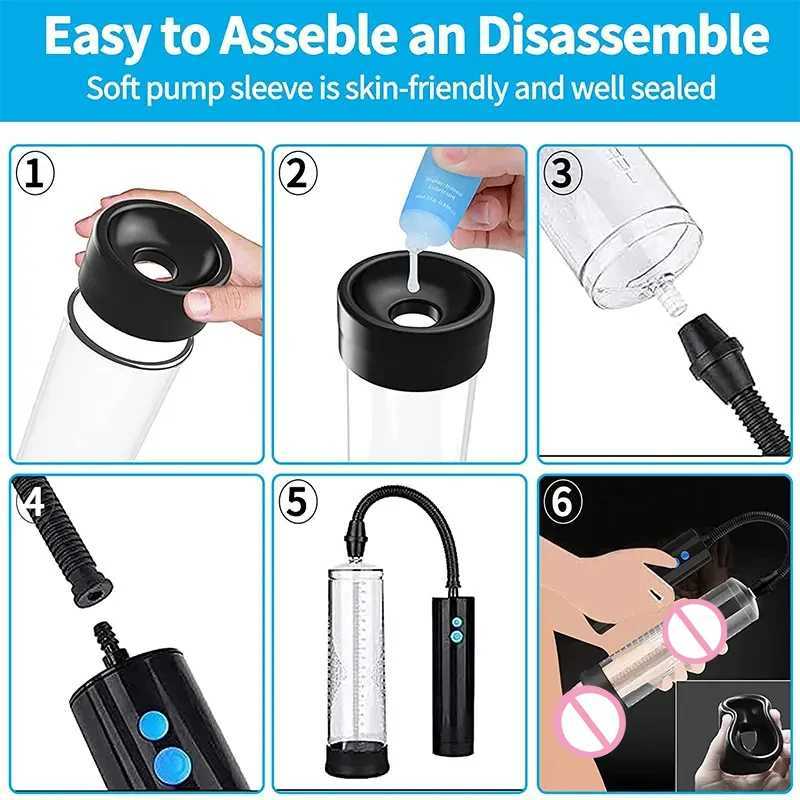USB Electric Acrylic Penis Pump Male Penis Enlargement Pump Vacuum Pump for Penis Penile Training Extender Cock Sex Toy for Men W250618