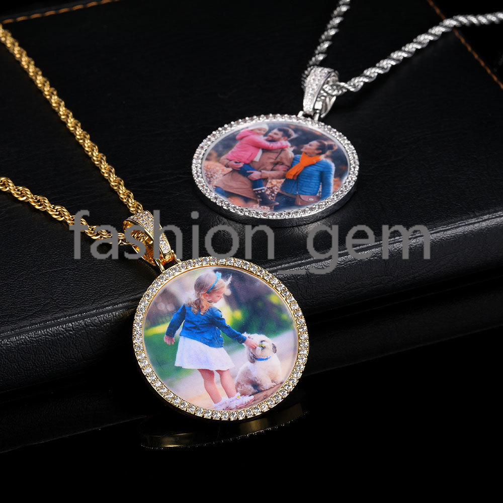 Custom Iced Out 45mm Memory Pendants Necklace Hip Hop Custom Photo Locket Picture Pendant Photo Pendant with Picture