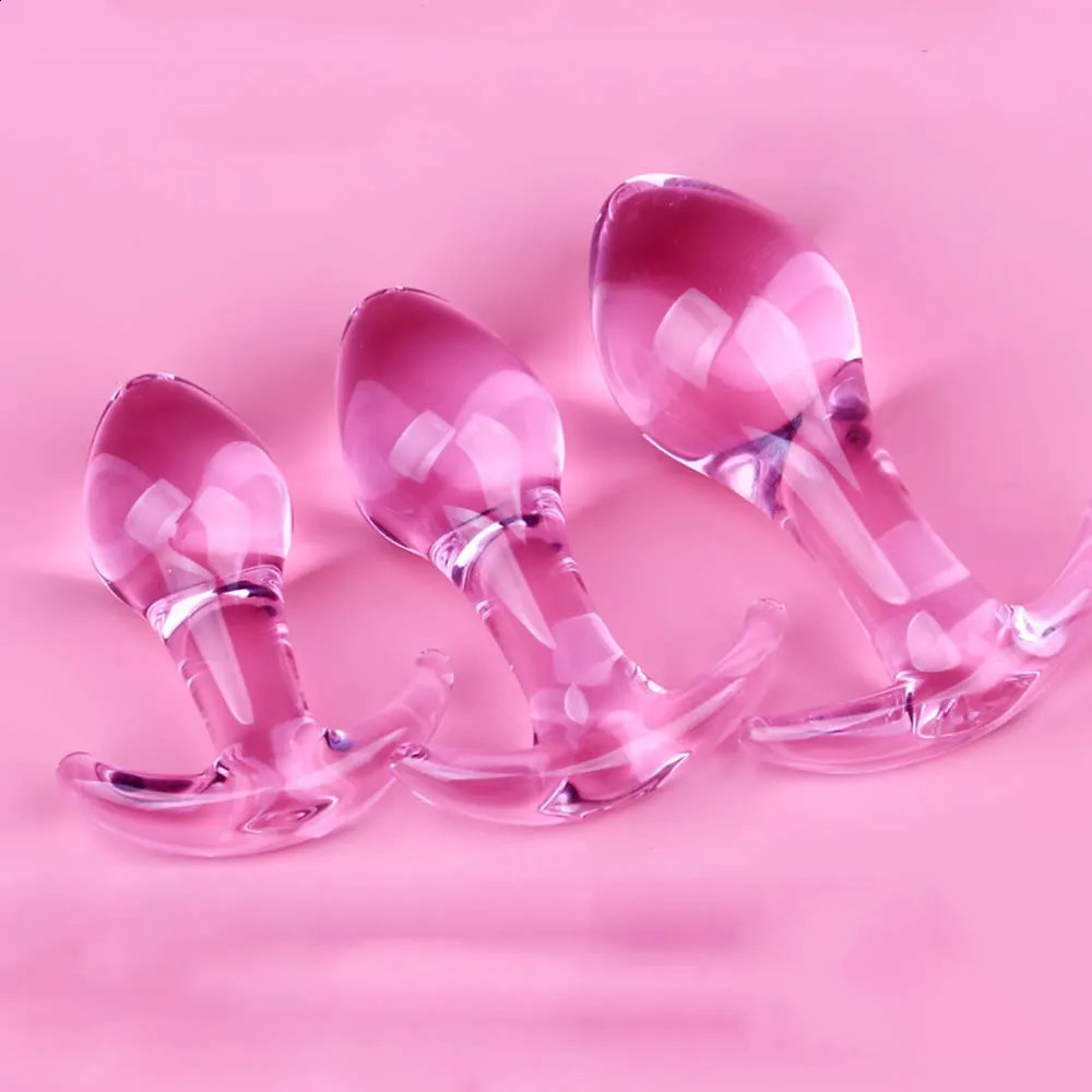 3pcs Small Anal Plug Smooth Glass Butt Plug Beginner Women Sex Toys Pink Glass Anal Plug Anchor Base Choose Prostate Massage 250617