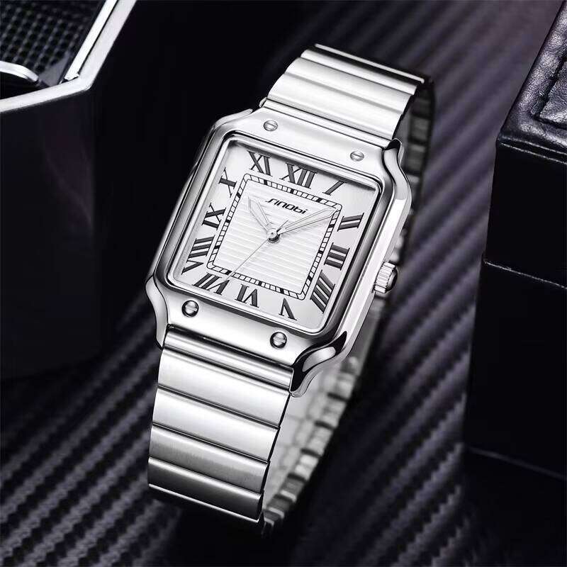 DHgargets Unmatched Precision Waterproof Men's Quartz Watches with Rectangle Stainless Steel Strap Watch
