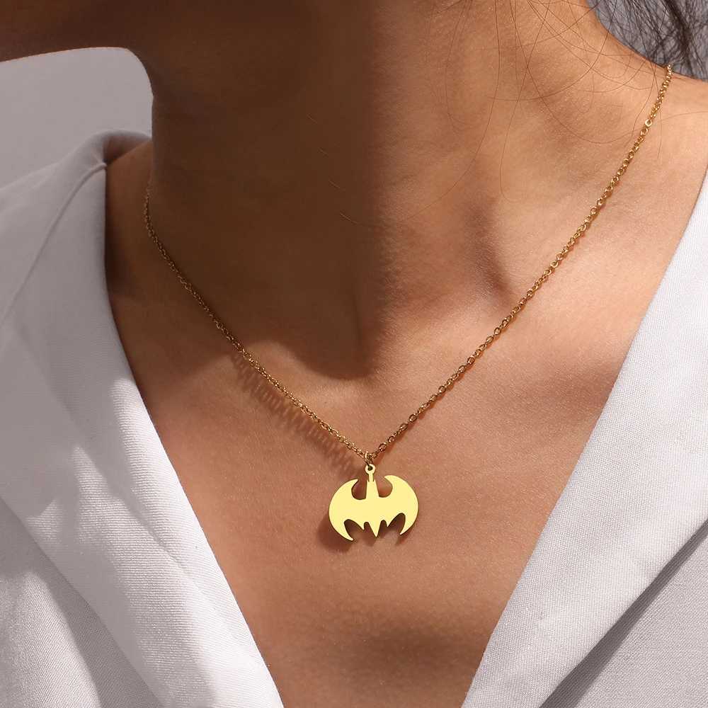 Stainless Steel Necklaces Bat Gothic Pendant Sweater Chain Collar Charm Fashion Necklace For Women Jewelry Party Gifts One Piece W250618