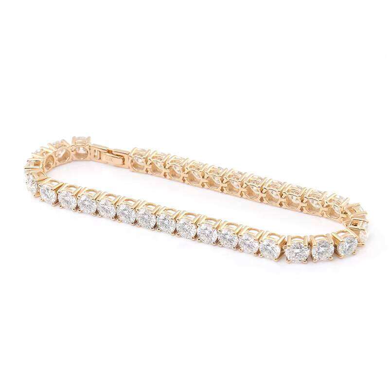 Silicon Stone Round Brilliant Cut 14K 6mm 0.8ct Women's Tennis Bracelet