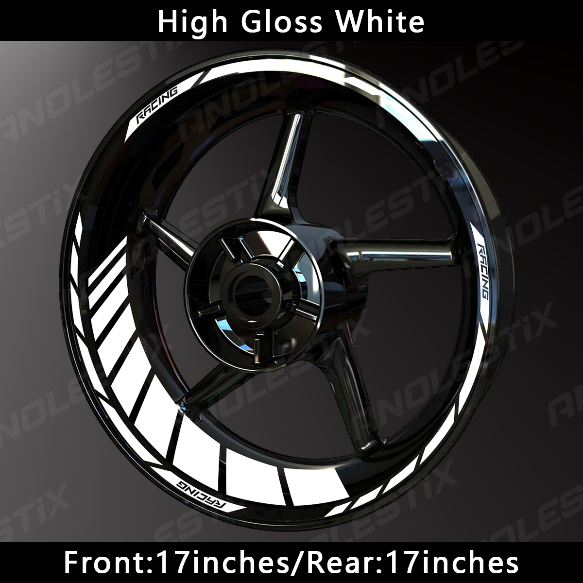 AnoleStix Custom Reflective Motorcycle Wheel Stickers Hub Decal Rim Stripe 17 Inchs For YAMAHA Honda Kawasaki Suzuki BMW KTM Triumph