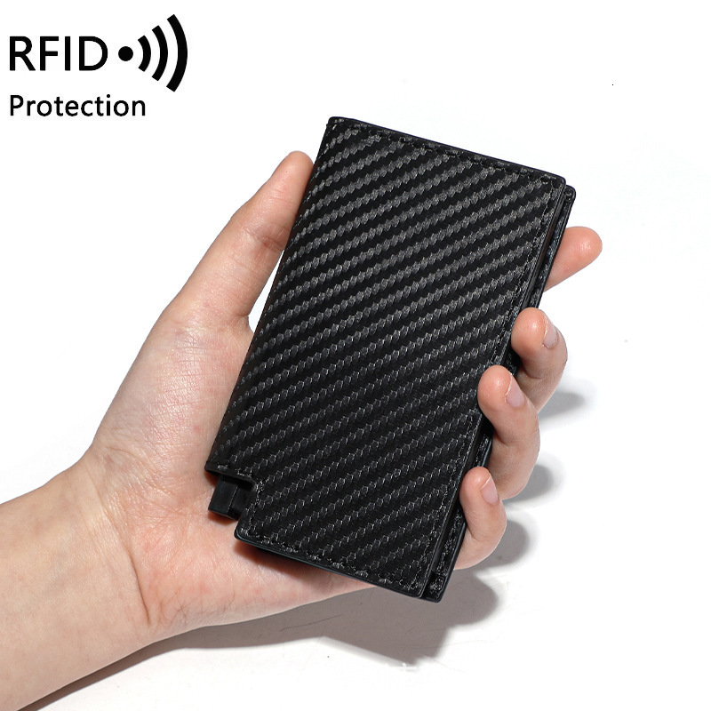 Free Shipping RFID Luxury Designer Anti-theft Multi-function Card Holder Automatic Bottom Push Card Ejection Anti-magnetic Wallet PU Leather Wallet