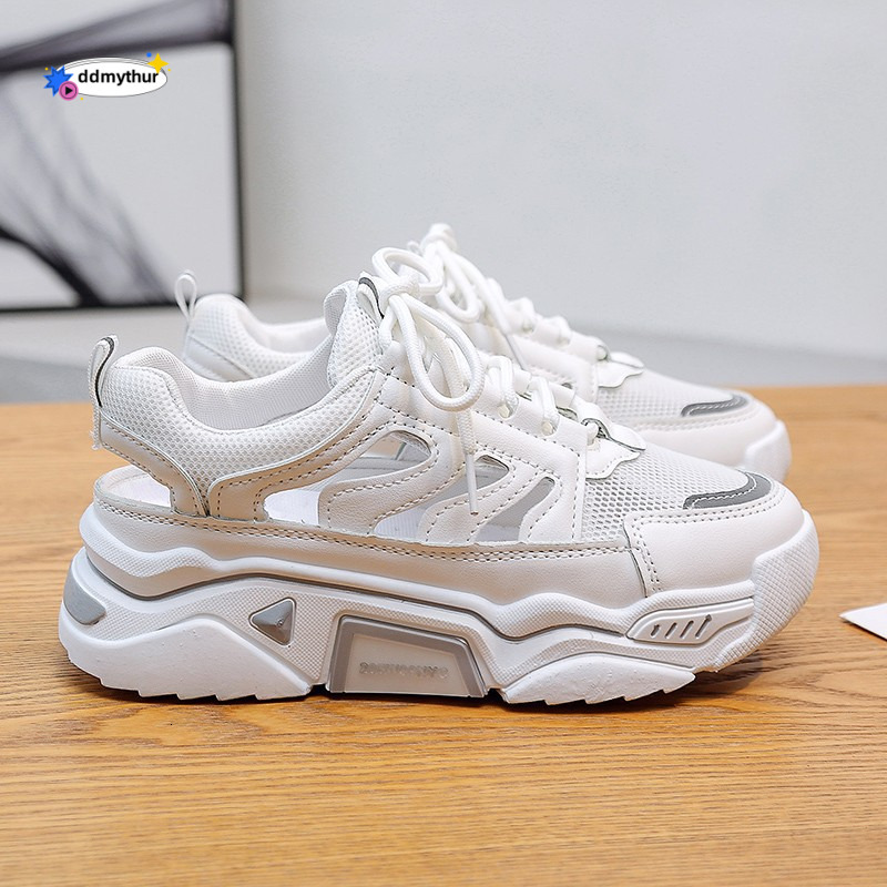 Women's Breathable Mesh Hollow Dad Sneakers, 2025 Summer Thin White Shoes, Soft Sole Fashion Sports Sandals ddmythur