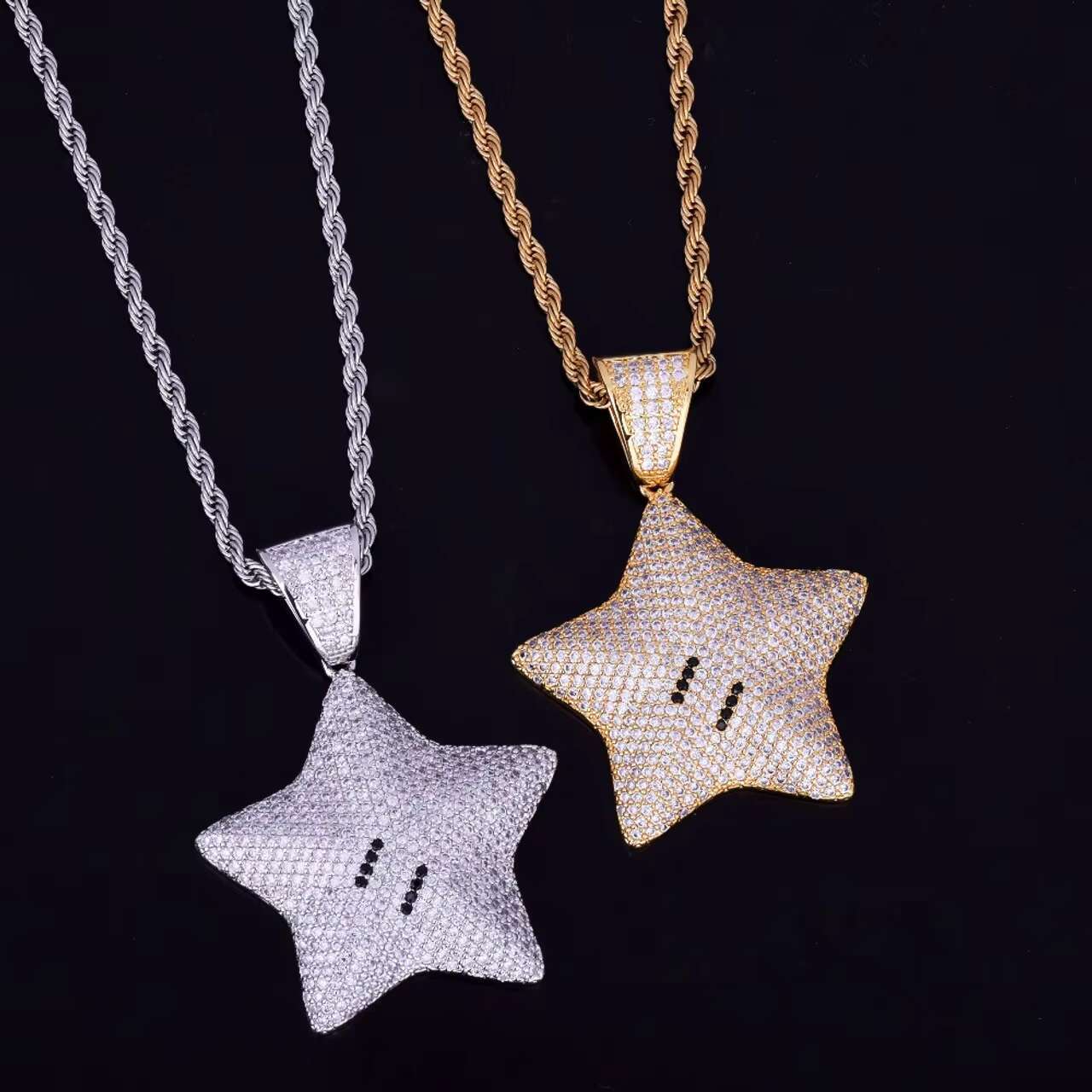 Stylish 18K Gold 925 Sterling Silver Moissanite Pentagon Star Pendant Western Style Hip Hop Pendants Charms