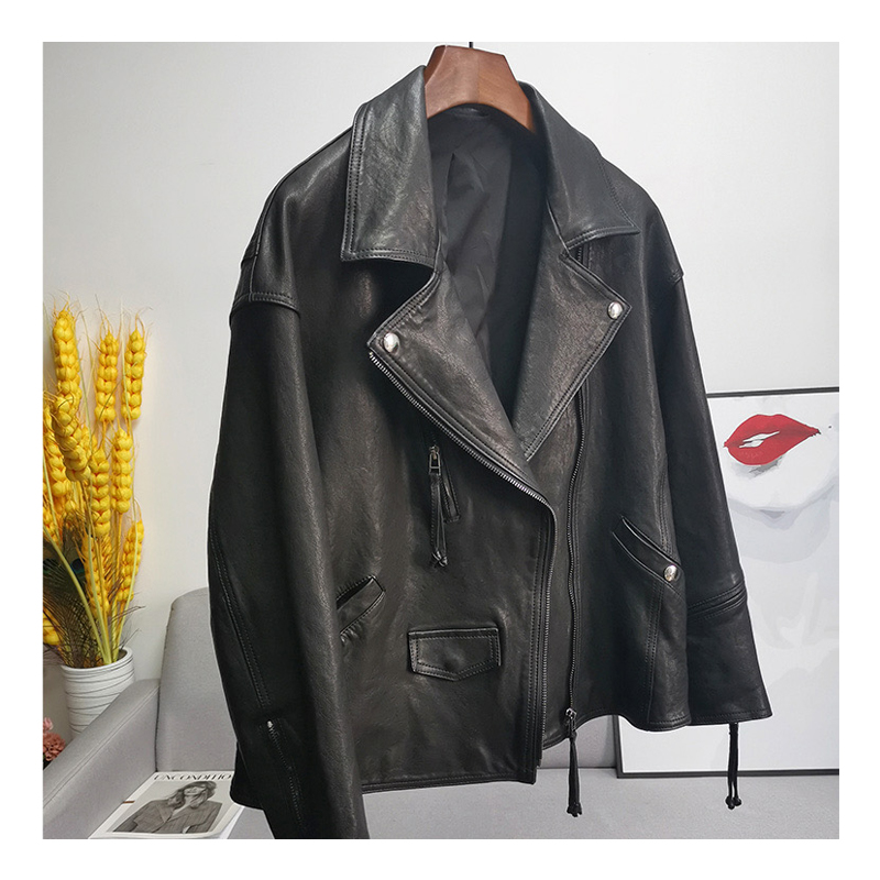 Spring and Autumn New Leather Jacket Women's Short Product Plant tanned Sheep Leather Jacket Loose Small Leather Coat