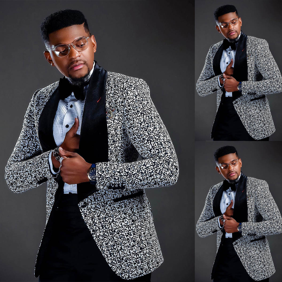 Luxury Men's Suits Tailored 2 Pieces Jacquard Blazer Pants One Button Wide Velvet Lapel Plus Size Tuxedo Plus Size para hombre Tailor Custom Made