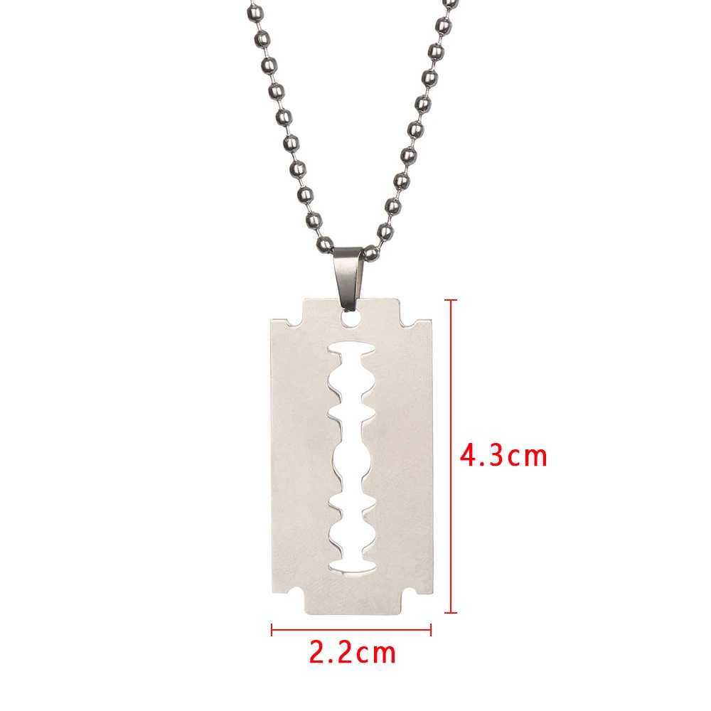 Stainless Steel Razor Blades Pendant Necklaces Men Jewelry Steel Male Shaver Shape Necklace W250618