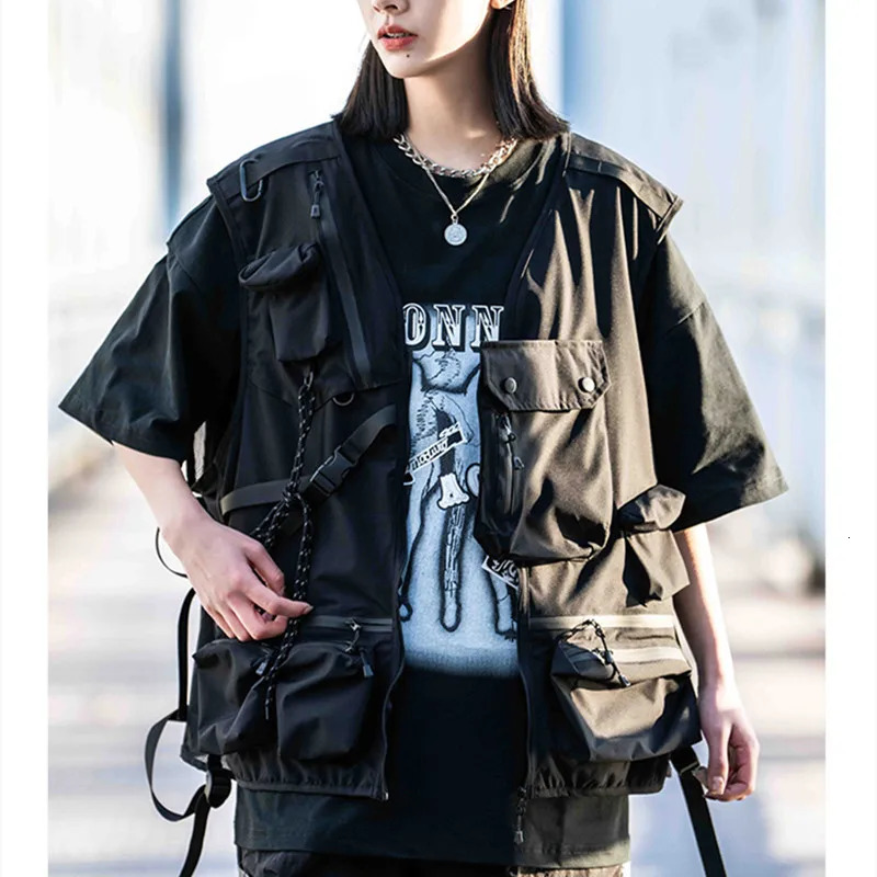 Tactical Multipocket Hip Hop Punk Techwear Cargo Vest Men Women Outdoor Functional Sport Casual Sleeveless Waistcoat 250617
