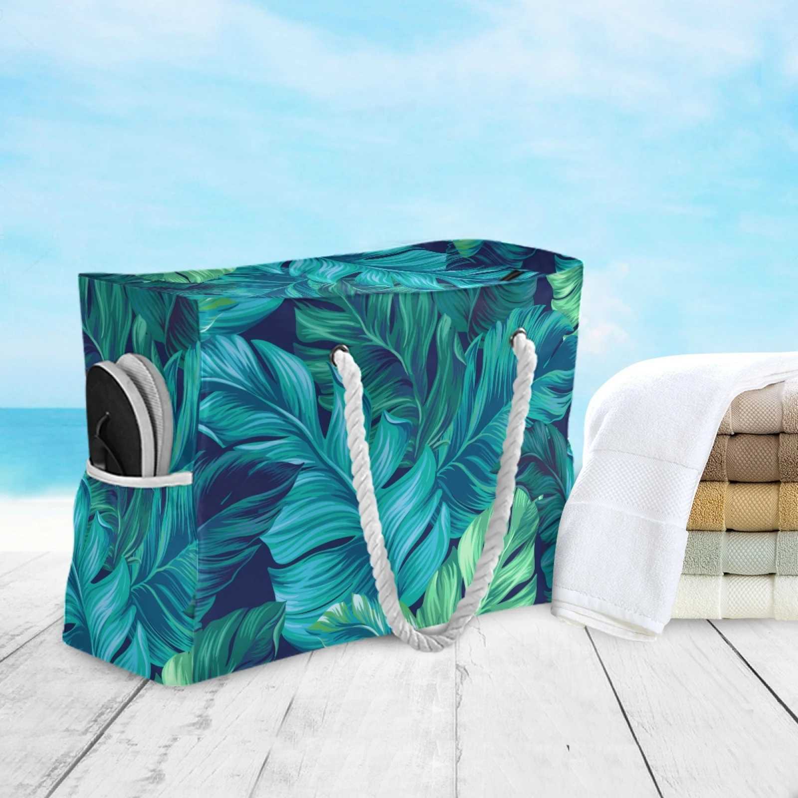 Wen Nylon Shopping Bag Five Cloth Shoulder Bag Green Leaves Environmental Storage Handbag Reusable Foldable Eco Beach Bag B250618