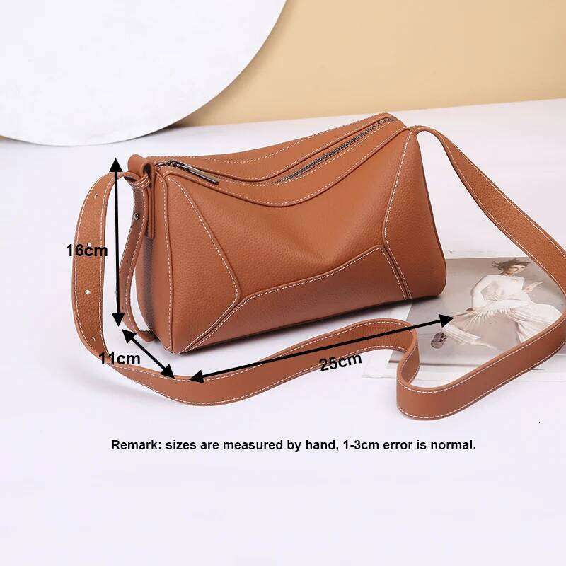 2024 New Women Lady Popular Commuter Boston Crossbody Messenger Female Soft Genuine Leather Geometric Pillow Shoulder Bag