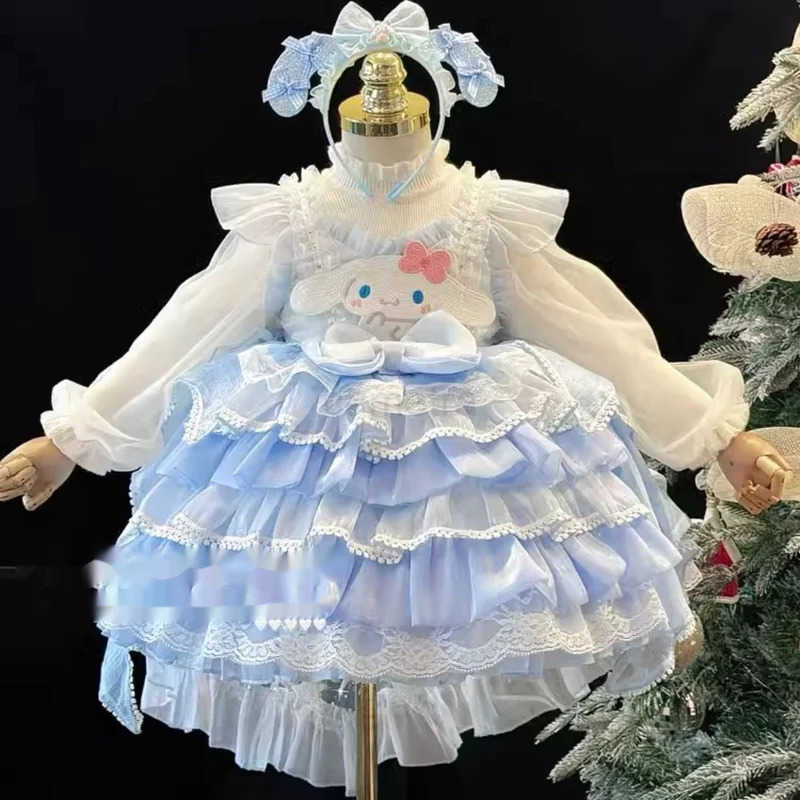 Sanrio Cartoon Cinnamoroll Cosplay Princess Dress New Children Lolita Princess Dress Girls Birthday Ball Evening Dress Christmas GiftXJ250618