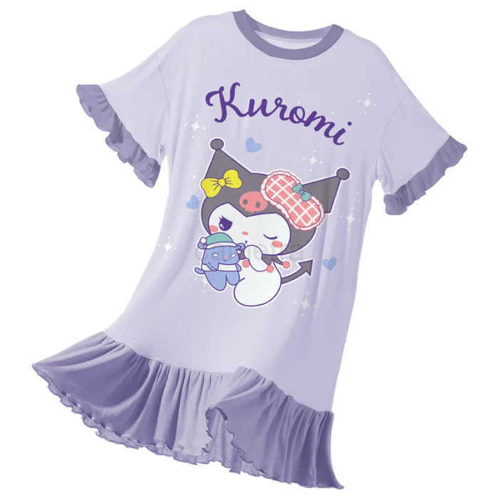 Sanrio Anime Sanrio Nightdress My Melody Kuromi Cinnamoroll Pajamas Cartoon Woman Pajamas Summer Girl Dress Parent-Child Home ClothesXJ250618XJ250618