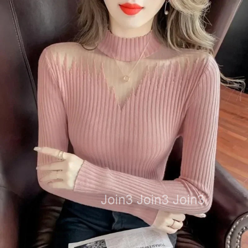 Womens Long Sleeve T-shirt Sexy Coquette Clothes Mesh Turtleneck Top Female Korean Reviews Tee 90s Vintage Aesthetic Clothing