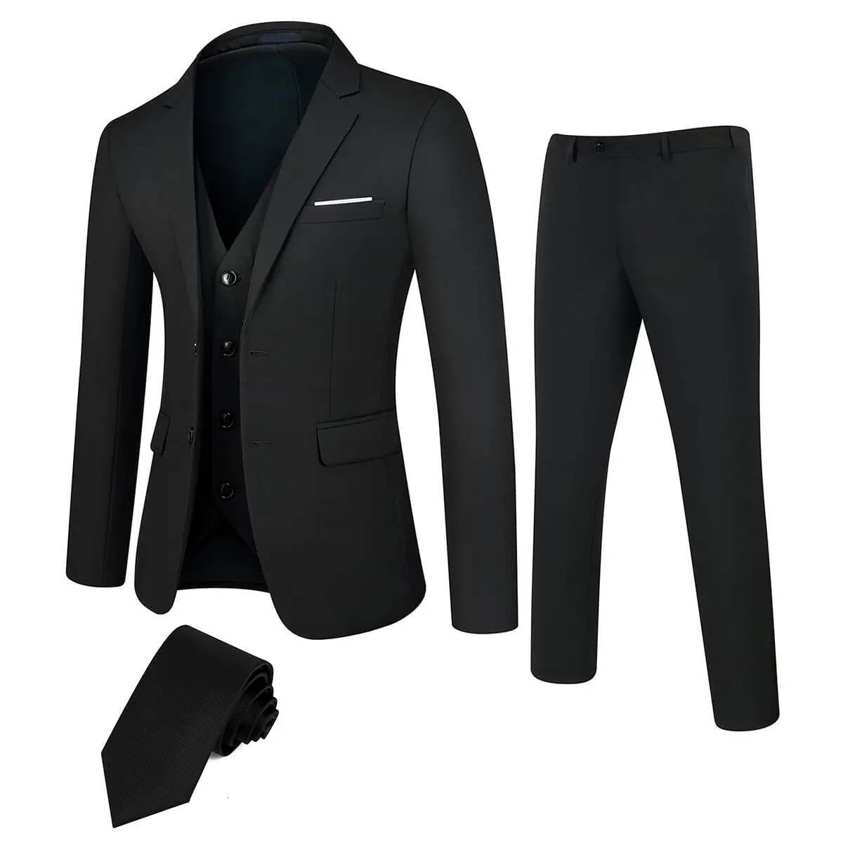 Tweedlad Men's Business Groomsmen Regular Fit-Tuxedo Jacket+Trousers Men Suit Set Lapel Formal Stylish Buttons Pockets