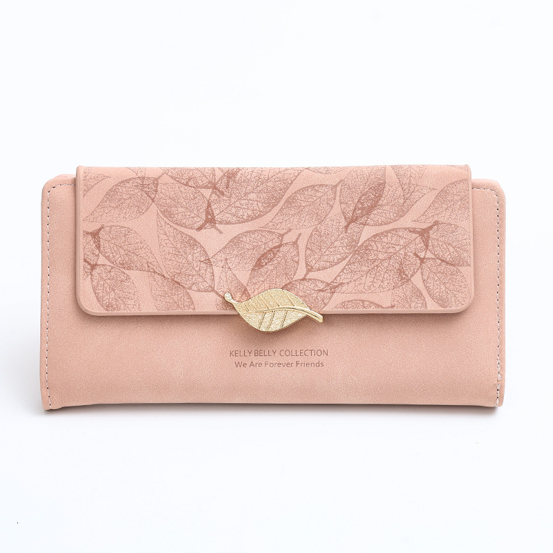 Free Shipping Designer Amazon Cross-border Large Capacity Long Style Luxury Bag European And American Retro Women's Matte Leaf Wallet Clutch Card