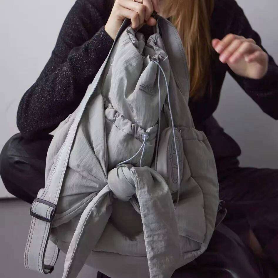 Shoulder bag Backpack New Large Capaci Leisure Bow Drawstring Embroidery Dual-Use Women Shopping Bag