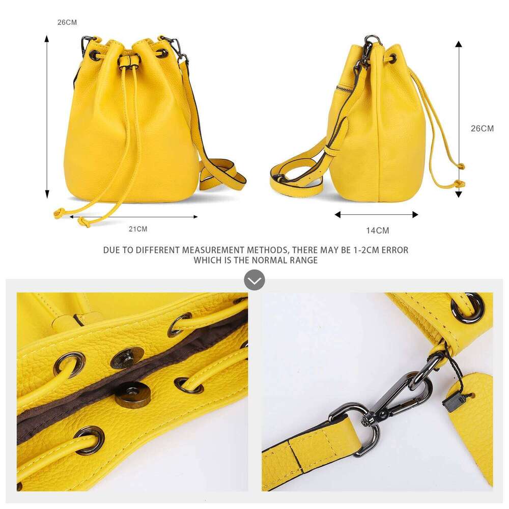 New Genuine Leather Bag, Bucket bag, Multifunctional Handheld Small Handbag, Fashionable Single Shoulder Crossbody Bag For Women
