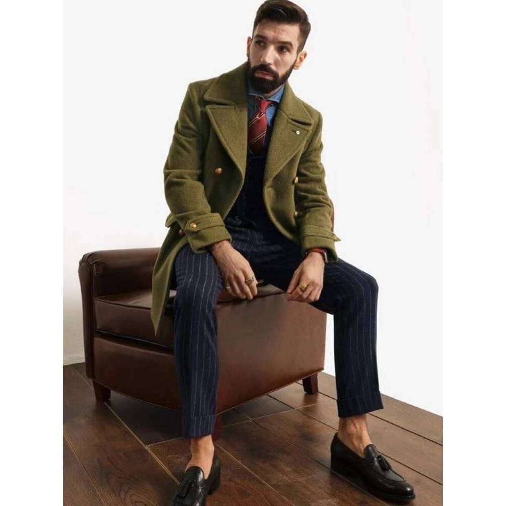 Brand Men Overcoat Wool Coats Jacket Double-Breasted Windbreaker Slim Trend Solid Outerwear Mens Coat Design New