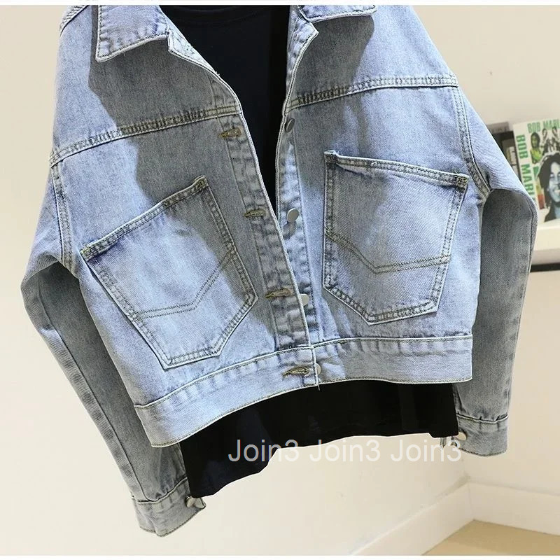 Cowboy Coat Woman Spring Autumn With Rhinestones Diamonds Sequin Small Denim Jacket for Women Short Crop 2025 Models Cheap Trend