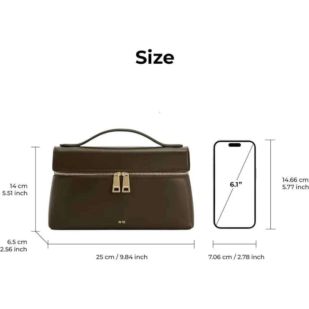 JW PEI 2025 New Thea Women's Genuine Leather Handbag Lunchbox Style Top Handle Crossbody Bag Commuter-Friendly Shoulder Fashion