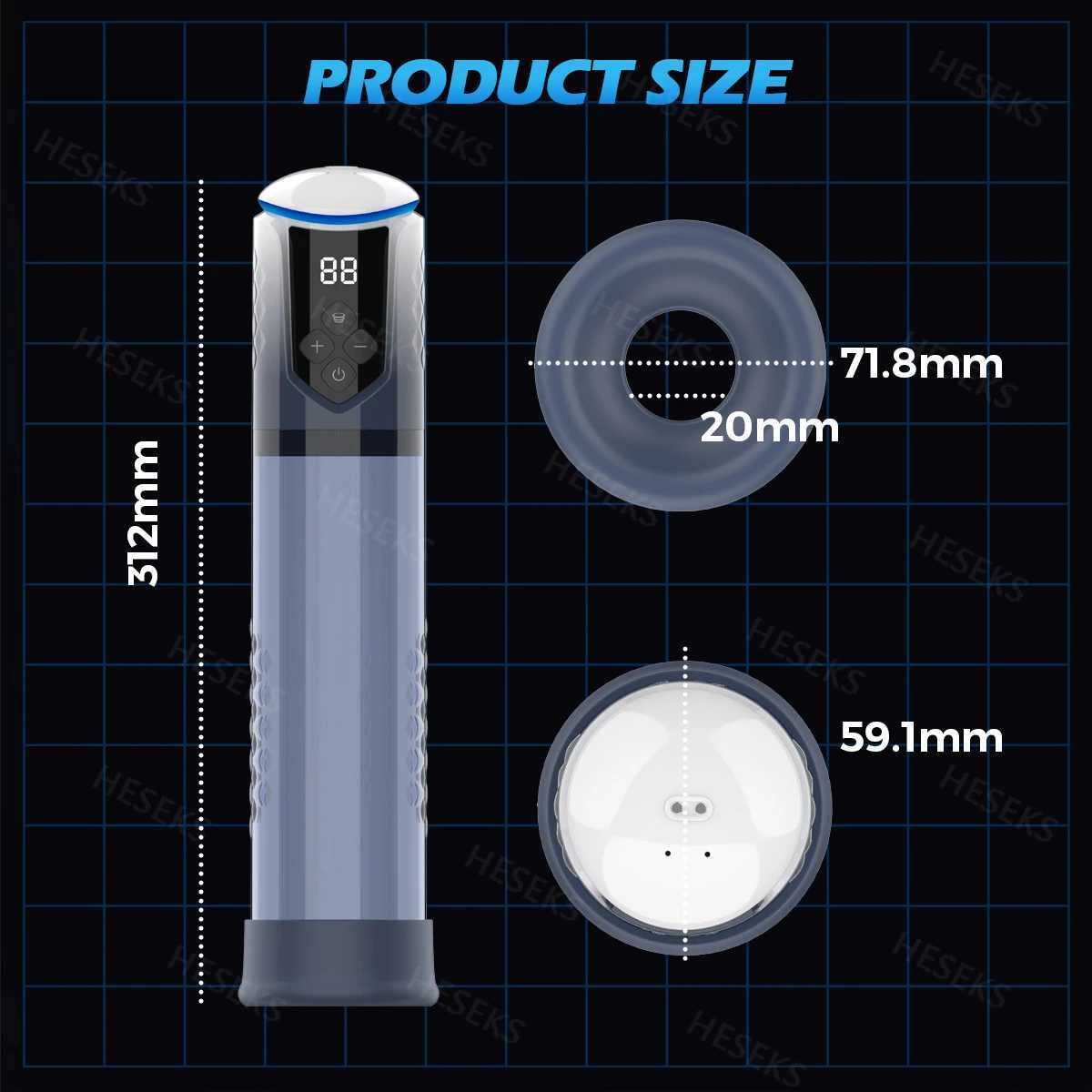 HESEKS Automatic Electric Penis Pump Sex Toy for Men Masturbator Adult Male Penis Enlargement Vacuum Pump Penile Enhancer 18+ W250618