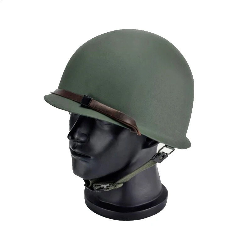 Military Steel M1 Helmet Tactical US Army Replica Protective Helmets WWII WW2 Outdoor CS Paintball Green 250611
