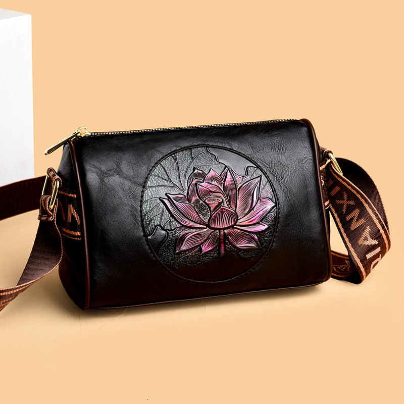 Free Shipping 2025 New Designer Bag Multi Functional Elegant Fashion High Quality Shopping Bag High End Ethnic Style Lotus Women's Single Shoulde