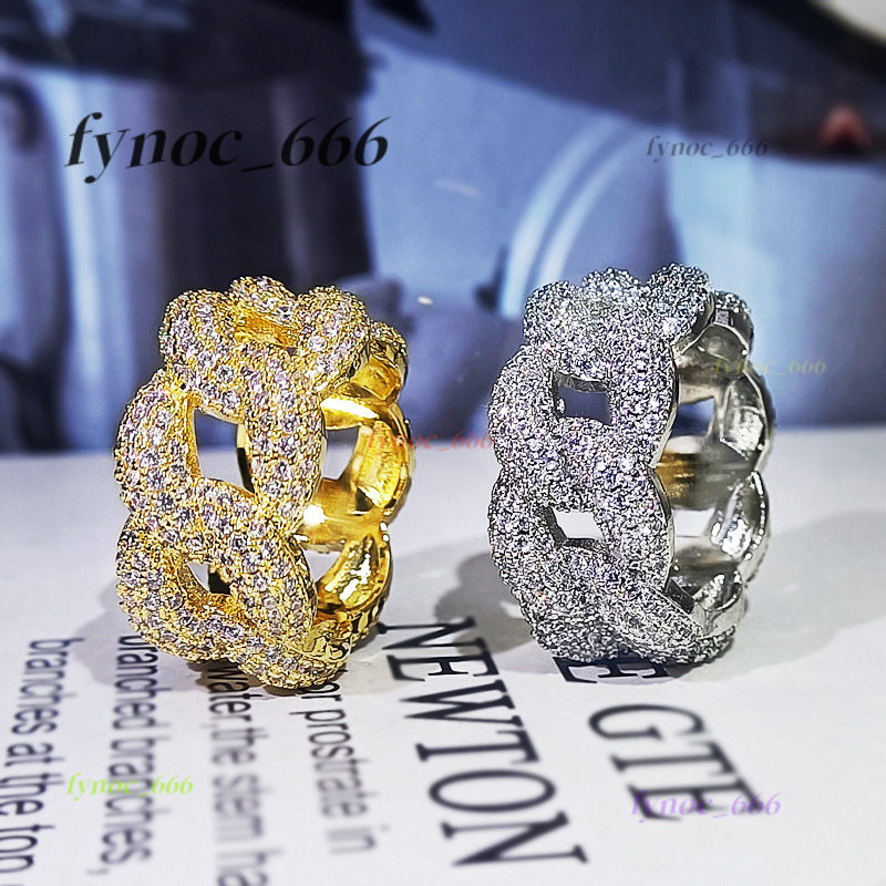 Wholesale Vvs Lab Grown Diamond Cuban Link Ring Hip Hop Style Iced Out Round 925 Silver Lab Made Diamond Cuban Ring Men Women