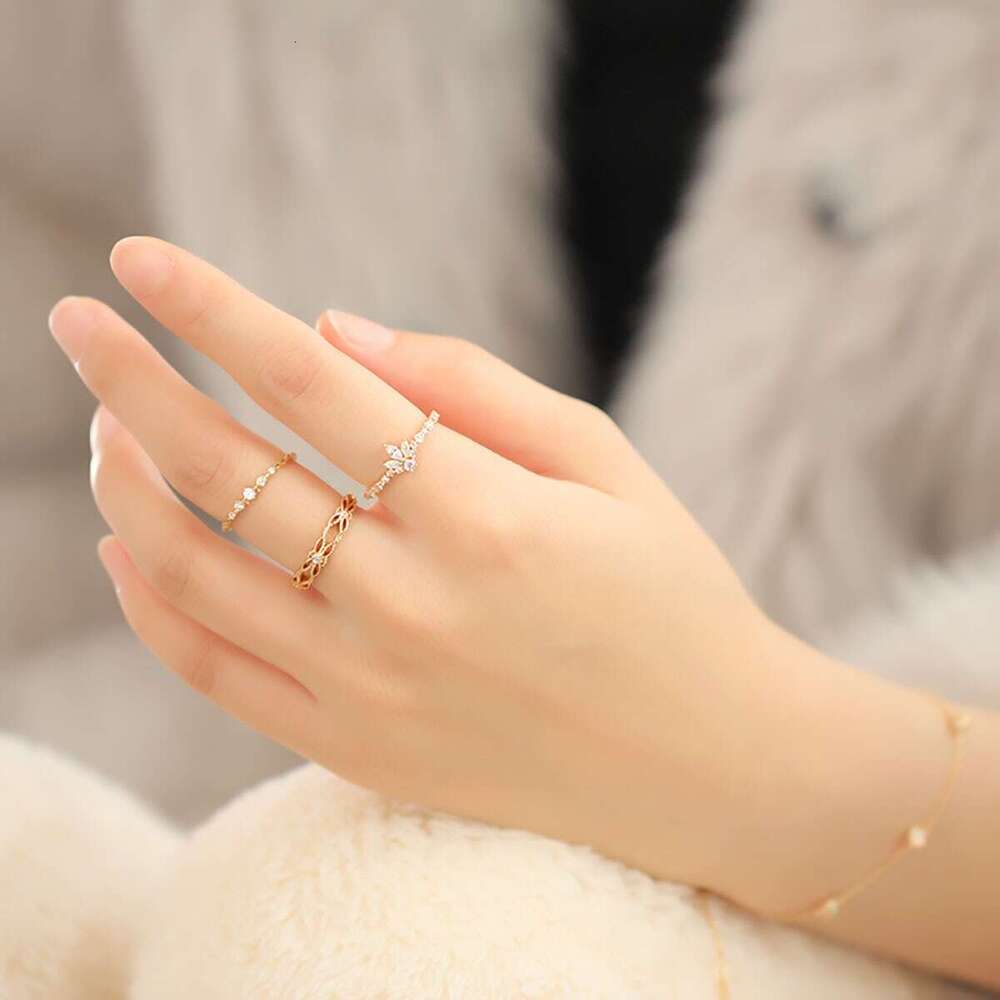 Green Sky Korean Dongdaemun Fashion Oval Luxury for Women Simple Personality Niche High-end Sense Index Finger Ring