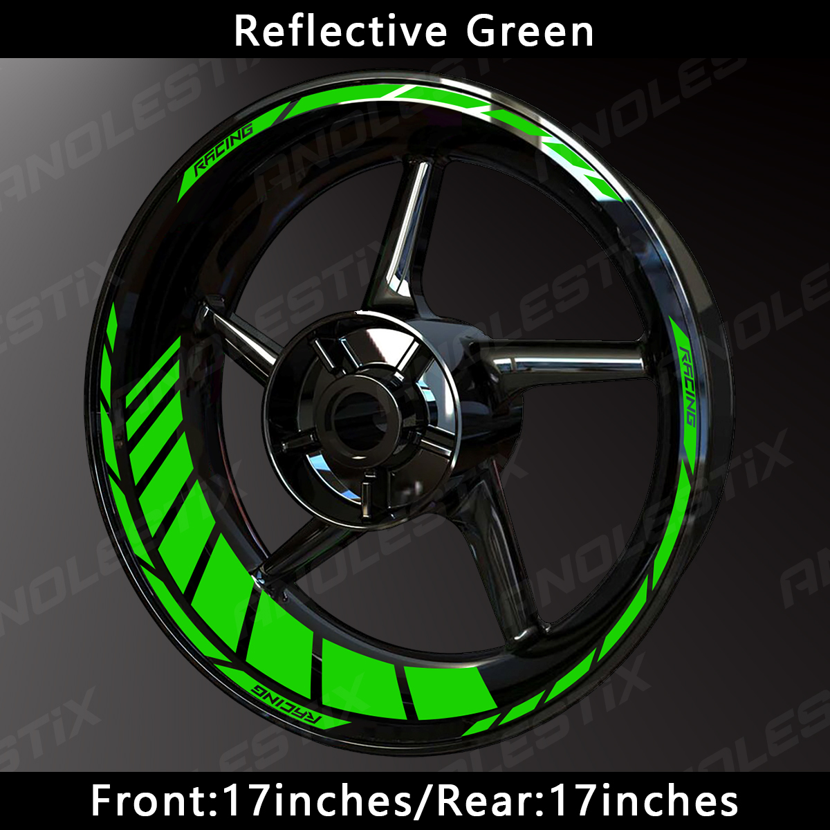 AnoleStix Custom Reflective Motorcycle Wheel Stickers Hub Decal Rim Stripe 17 Inchs For YAMAHA Honda Kawasaki Suzuki BMW KTM Triumph