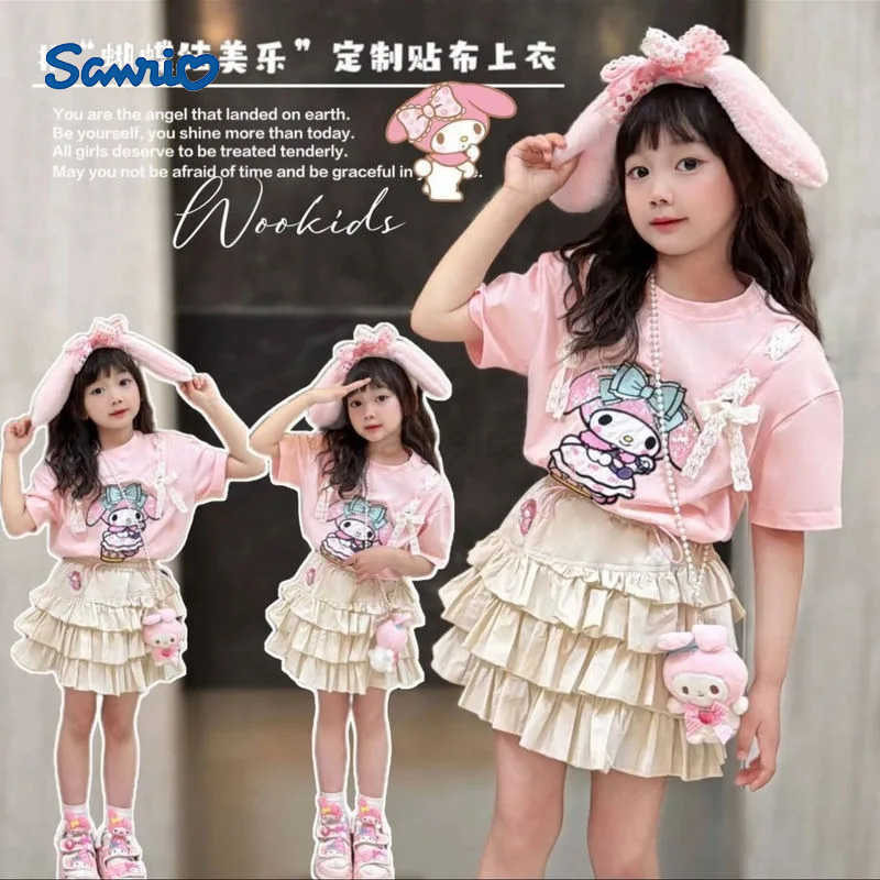 Sanrio Sanrio Cinnamoroll My melody summer girls skirt 2024 new style fashionable and cute kawaii middle and large childrens skirtXJ250618