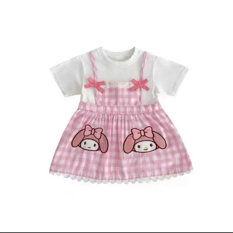 Sanrio Sanrio Summer Girls Dress Cotton Cartoon Unicorn Kuromi Party Princess Dresses For 3-8 Years Girls Daily Leisure DressXJ250618