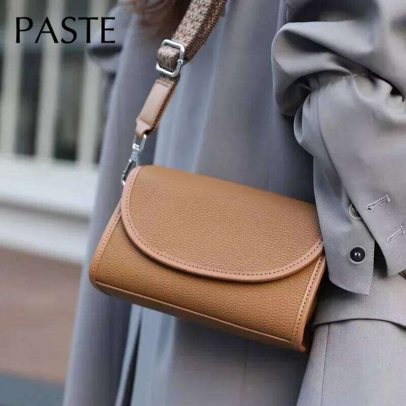 Retro Wide 2 Straps Crossbody Bags Women Designer Cow Leather Lady Shoulder Messenger Small Flap Square Bag
