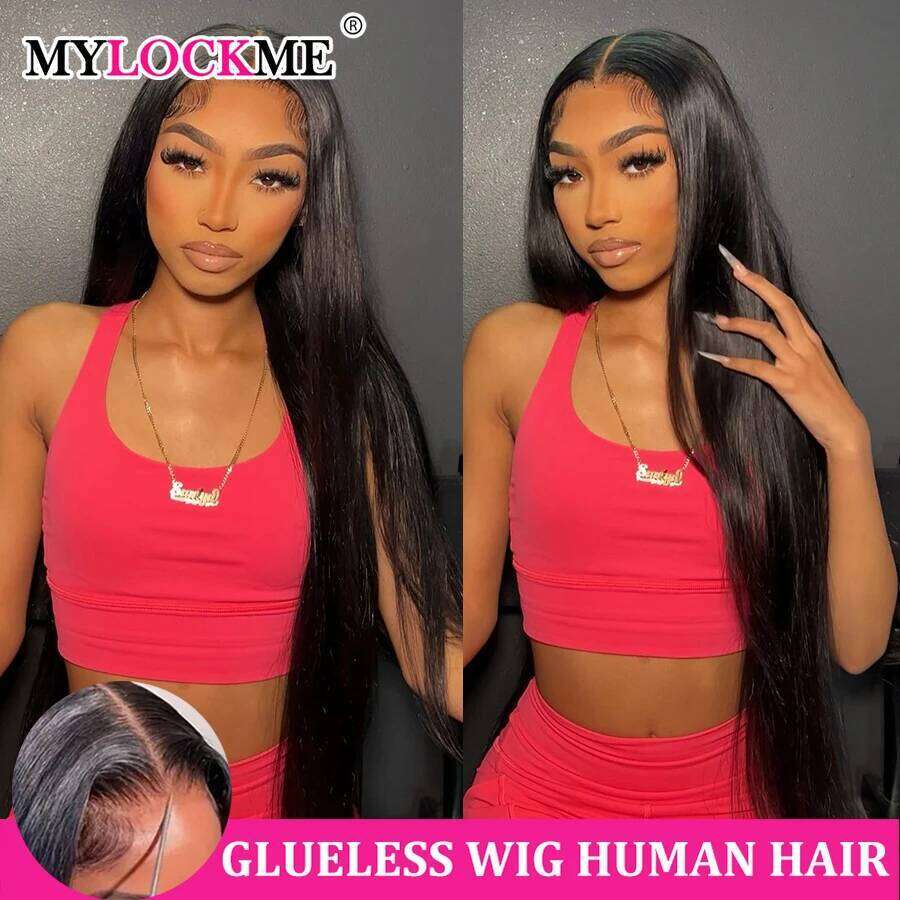 Wig 6x4 5X5 7x5 9x6 Bone Straight Pre Cut Lace Closure Human Hair For Women 180% Glueless Wigs