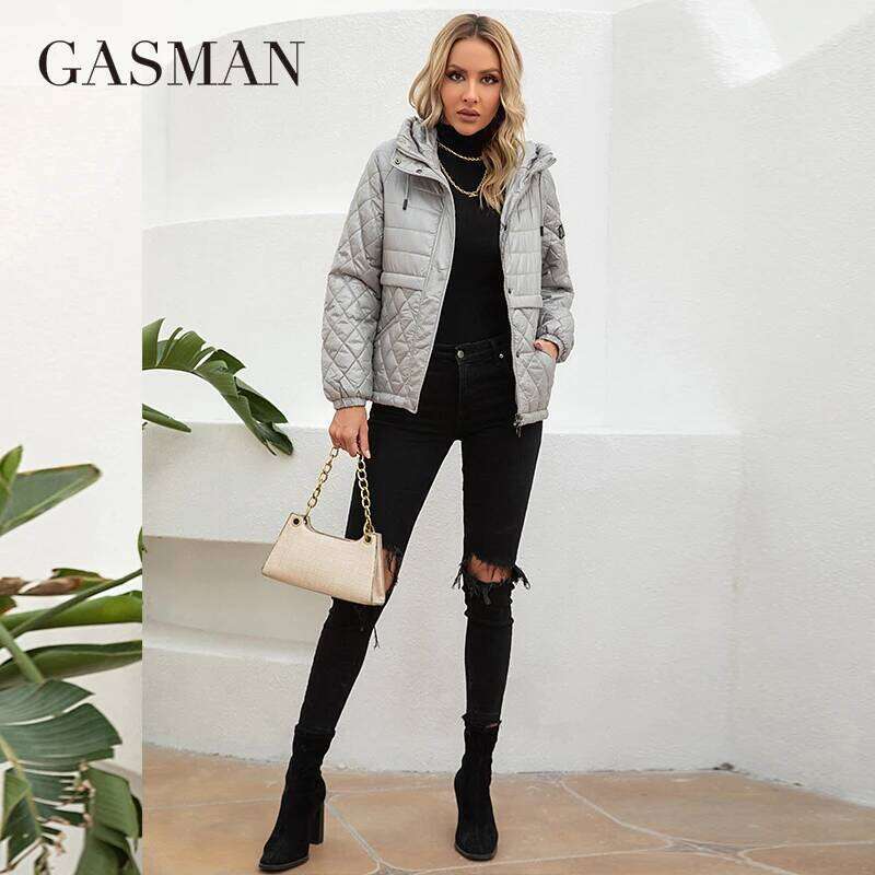 GASMAN 2022 Women's spring jacket fashion casual Short parka Thin Cotton hooded Coat women ladies jackets Warm outwear 21159