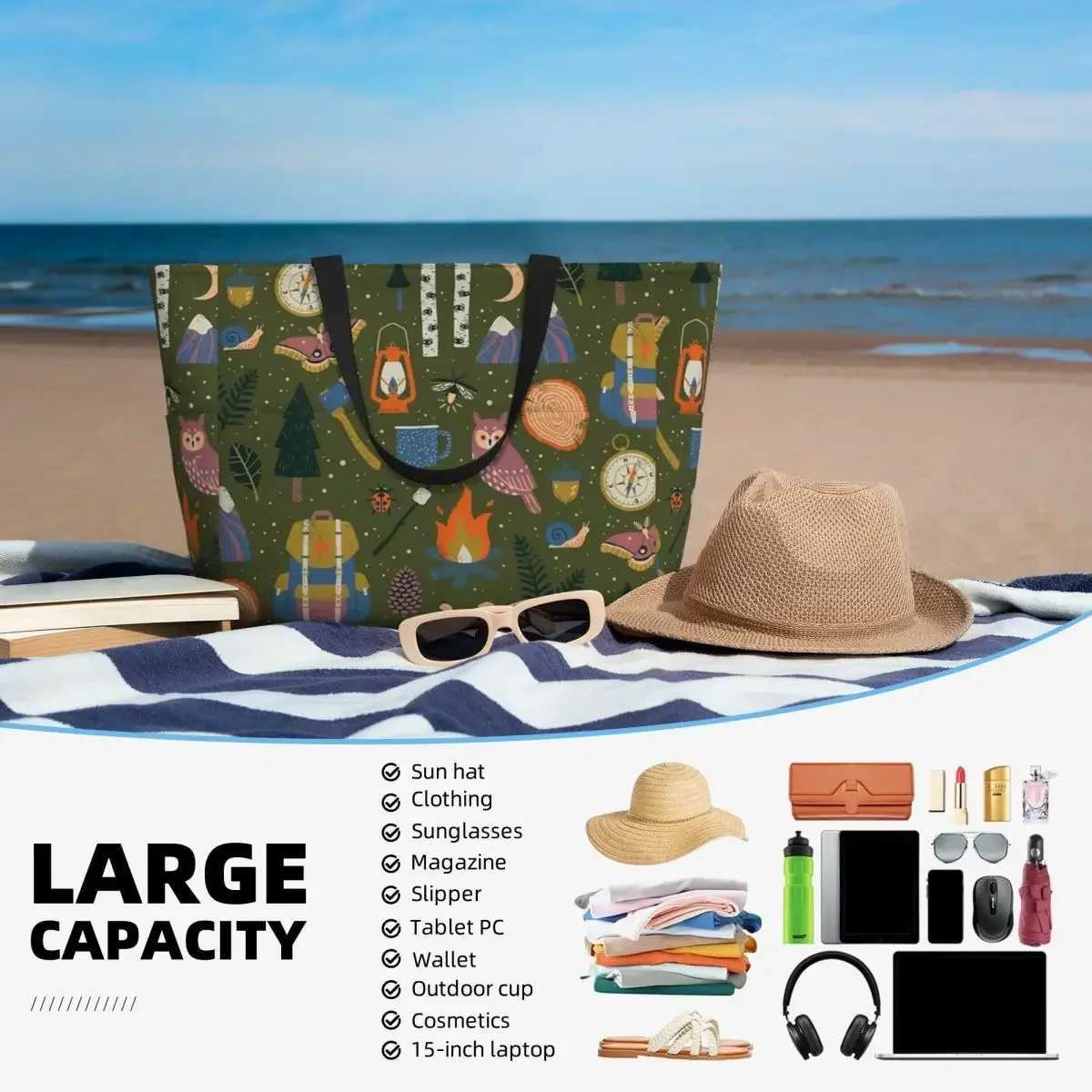 Into The Woods Beach Travel Bag Customizable Tote Bag for Adults Birthday Gift Multi-Style Pattern W250618