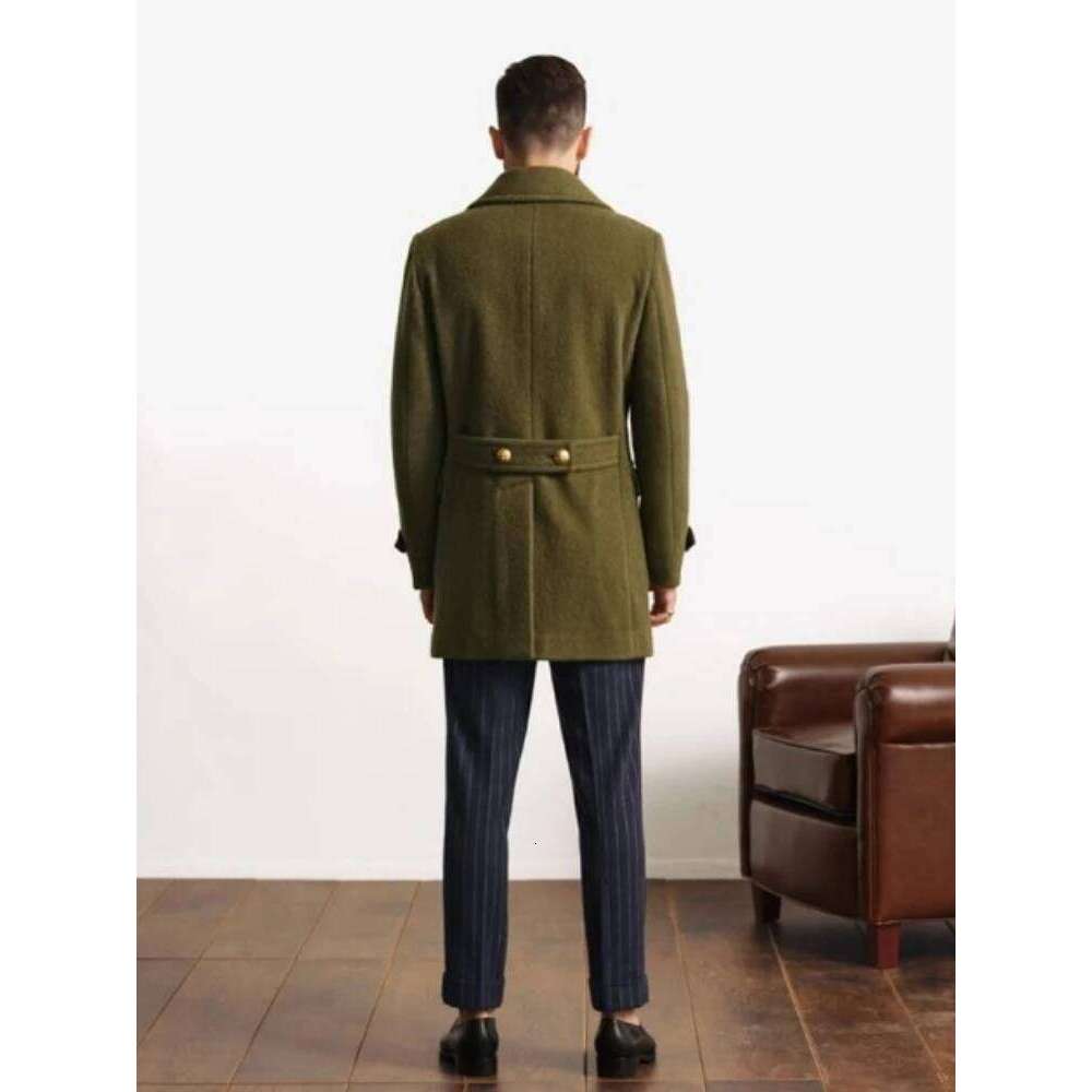 Brand Men Overcoat Wool Coats Jacket Double-Breasted Windbreaker Slim Trend Solid Outerwear Mens Coat Design New