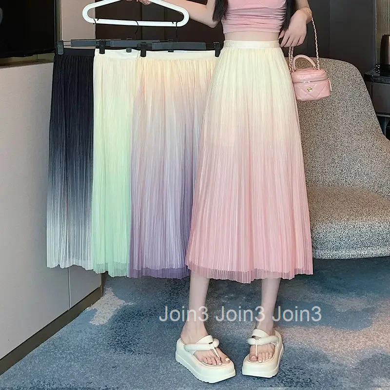 Midi Mesh Woman Skirt Chiffon Skirts for Women Tulle High Waist Streetwear 2025 Trend Vintage Stylish New in V Clothing Sales