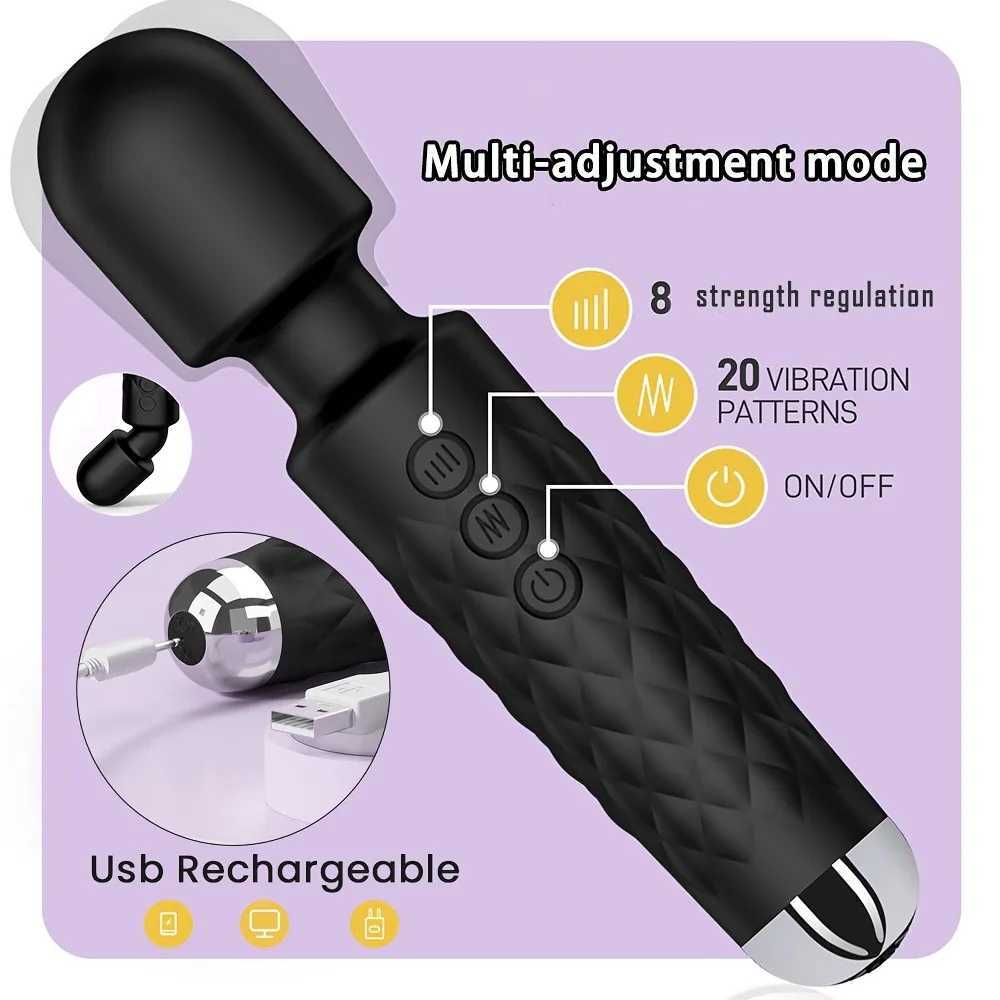 Sexy Vibrators Clitoral Vibrator 20 Modes Vibration Frequency Powerful Personal Massager Wand Vibrator Adult Sex Toys for Women W250618