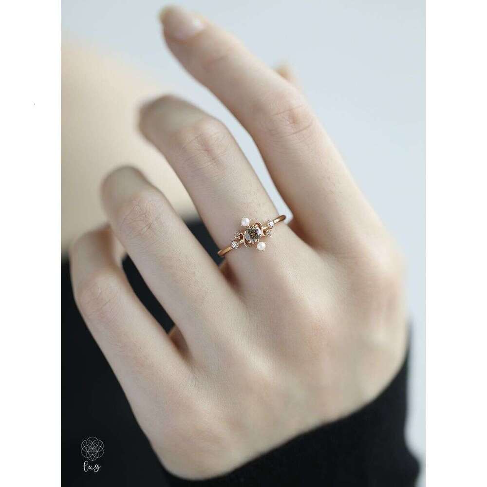 "Star Chart" Gold-Plated for Women, High-End Ins Style, Niche Design with Adjustable Natural Pearl Ring