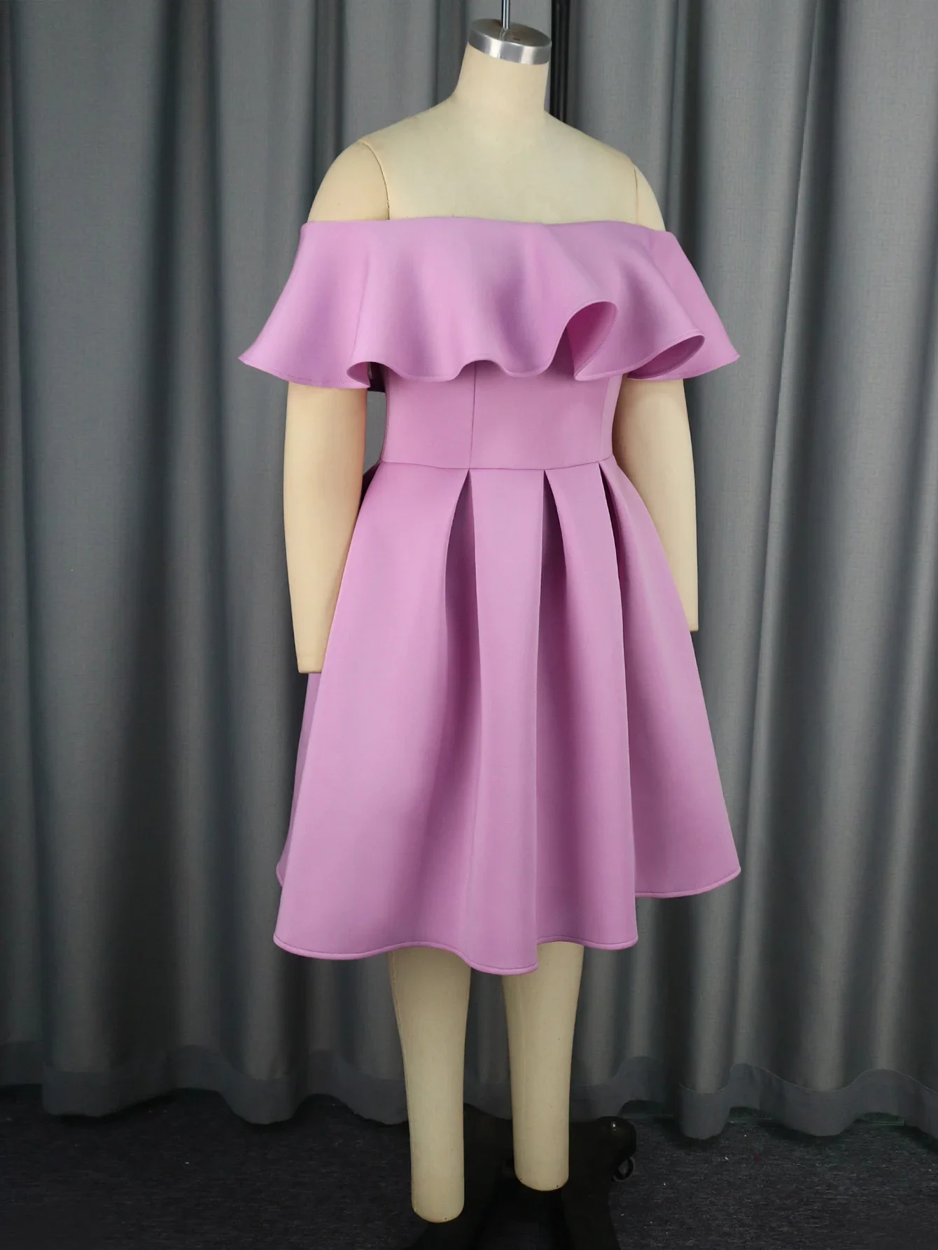 Cold Shoulder A Line Dresses for Women Sweet Lavender Ruffles Sleeveless Simple Ladies Party Evening Gowns